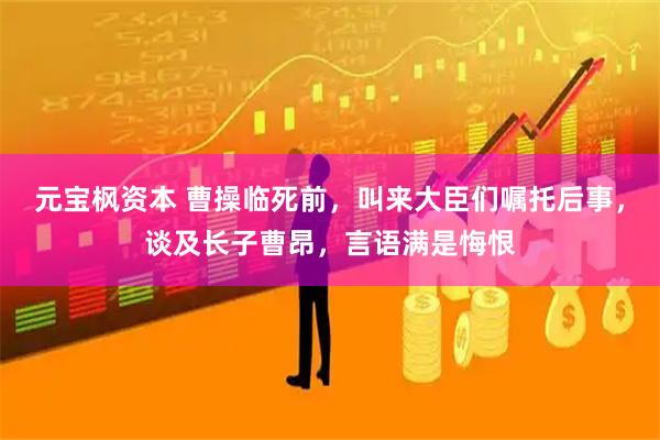 元宝枫资本 曹操临死前，叫来大臣们嘱托后事，谈及长子曹昂，言语满是悔恨